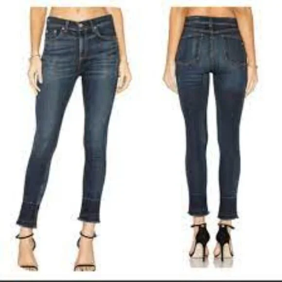 Rag & bone 10 Inch Capri Skinny Jeans in Stanwix Wash Released Raw Hem, Size 24 - Picture 2 of 16